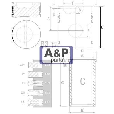 ZESTAW NAPRAWCZY SILNIKA PERKINS 91,49MM F/F HON.-5334