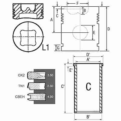 ZESTAW NAPRAWCZY SILNIKA PERKINS 100,00MM F/F HON.-5344