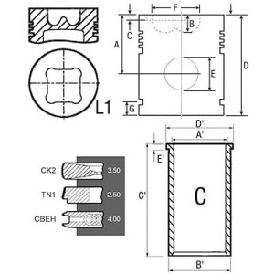 ZESTAW NAPRAWCZY SILNIKA PERKINS 100,00MM S/F SUR.