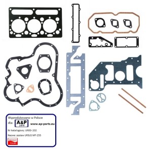 ZESTAW USZCZELEK SILNIKA URSUS MF-255 METALOWY