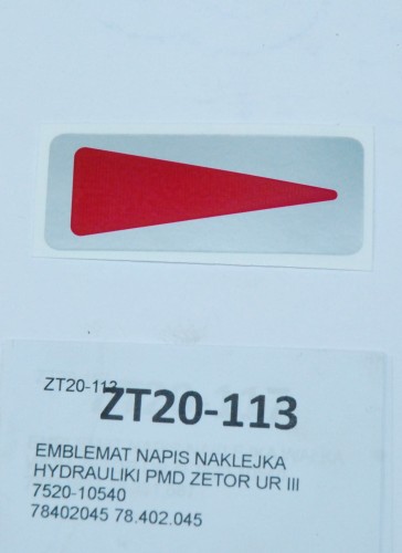 EMBLEMAT NAPIS HYDRAULIKI IV 78402045 ZETOR URIII-26042