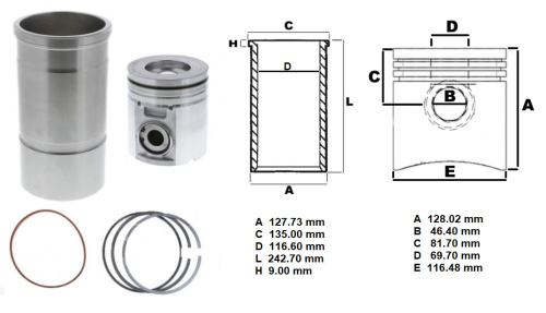 KIT CYLINDER 1822333C98 ZESTAW PERKINS -27401